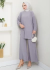 Sandy Piliseli Pantolonlu İkili Takım Gri