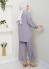 Sandy Piliseli Pantolonlu İkili Takım Gri