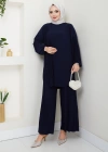 Sandy Piliseli Pantolonlu İkili Takım Lacivert