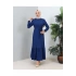 Lara Kuşaklı Elbise İndigo