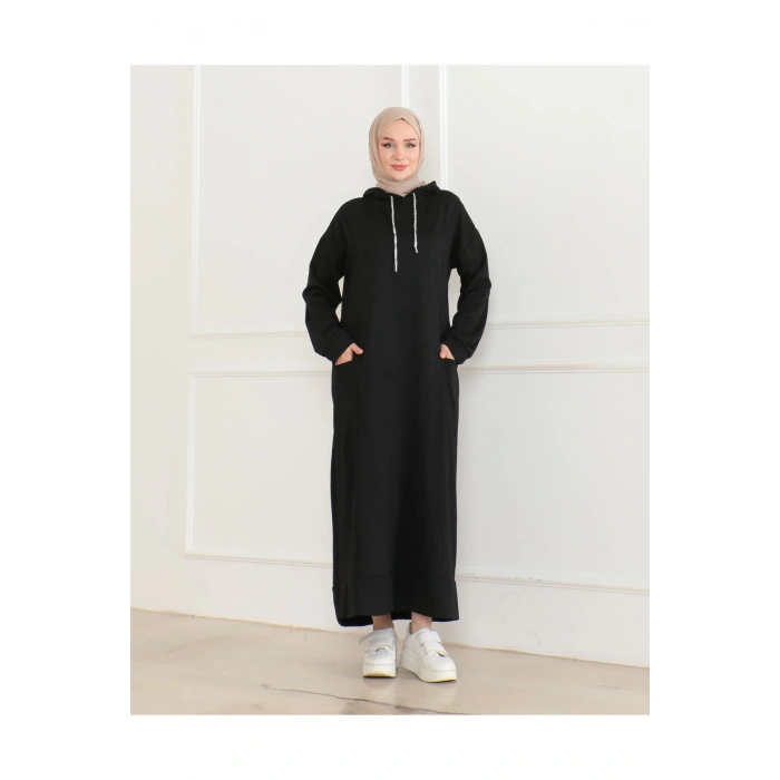 İki İplik Kapüşonlu Elbise