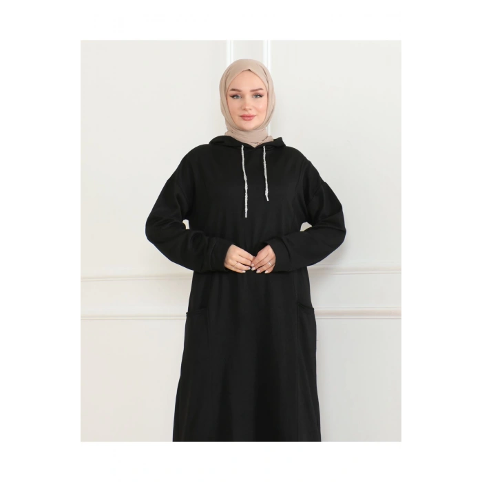 İki İplik Kapüşonlu Elbise