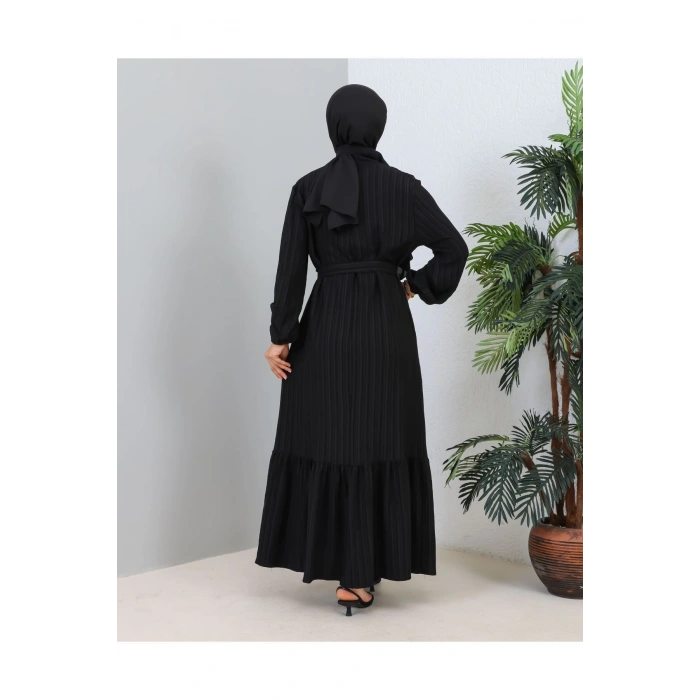 Lara Kuşaklı Elbise Siyah