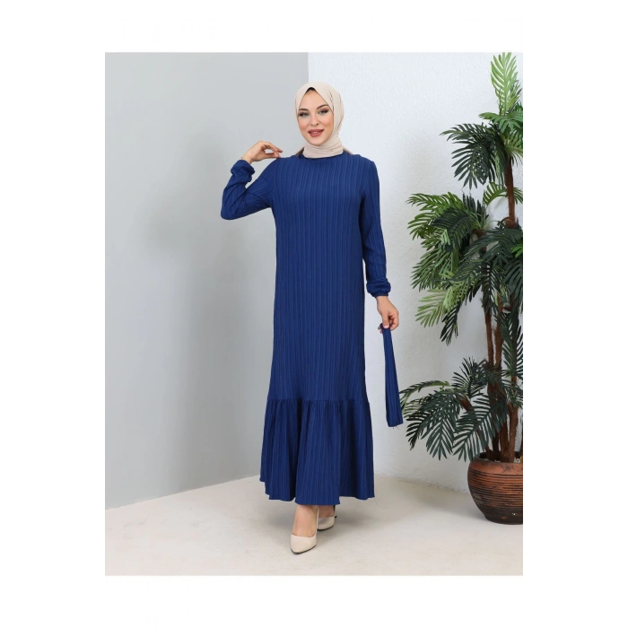 Lara Kuşaklı Elbise İndigo