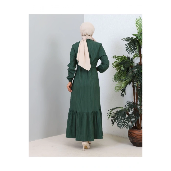 Lara Kuşaklı Elbise Zümrüt