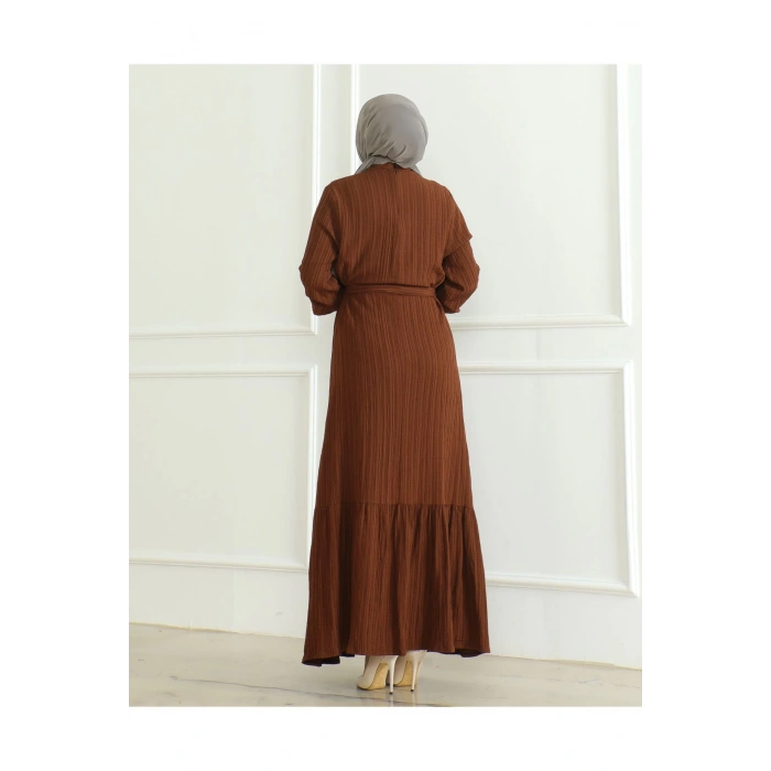 Lara Kuşaklı Elbise Kahve