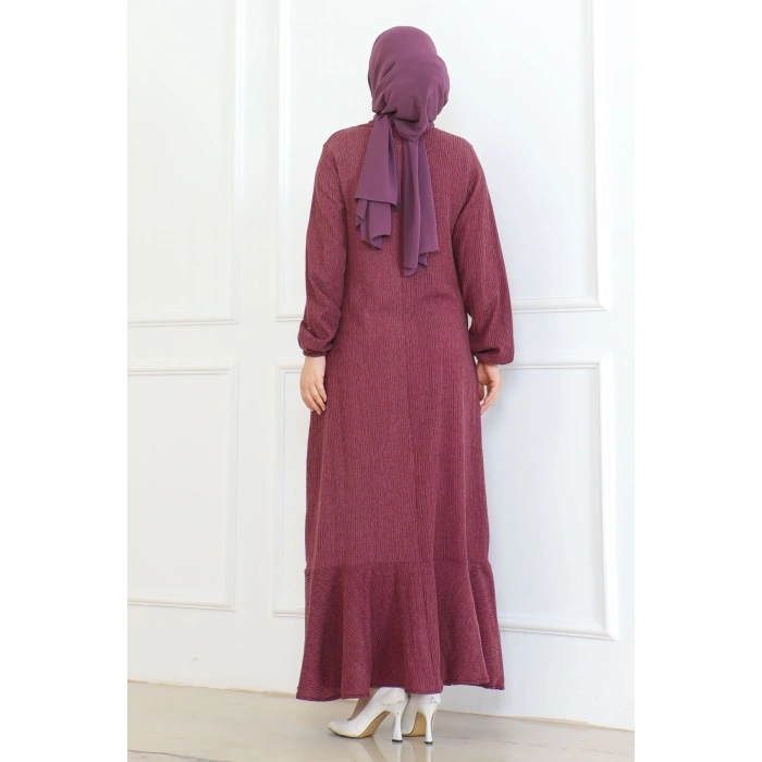 Broş Detaylı Karin Elbise Bordo