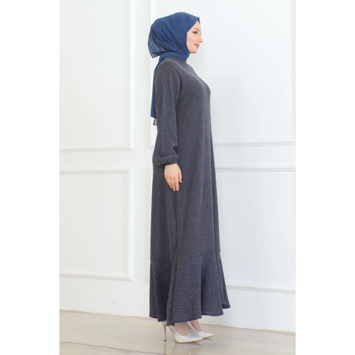 Broş Detaylı Karin Elbise Lacivert