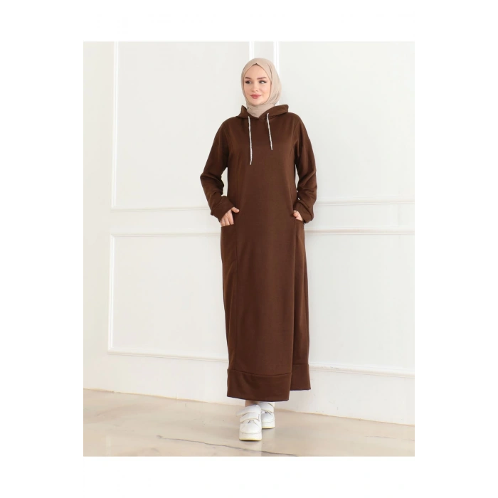İki İplik Kapüşonlu Elbise