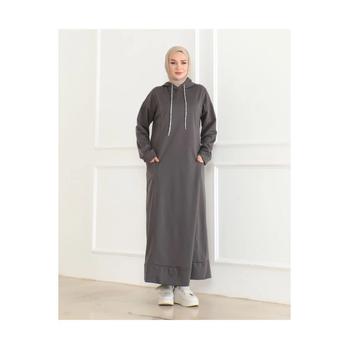 İki İplik Kapüşonlu Elbise