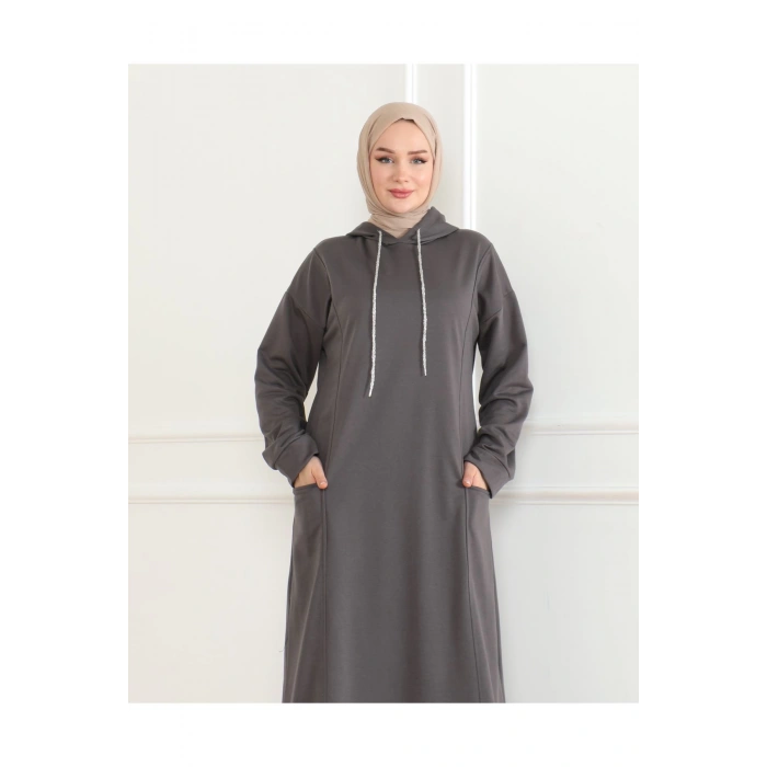 İki İplik Kapüşonlu Elbise
