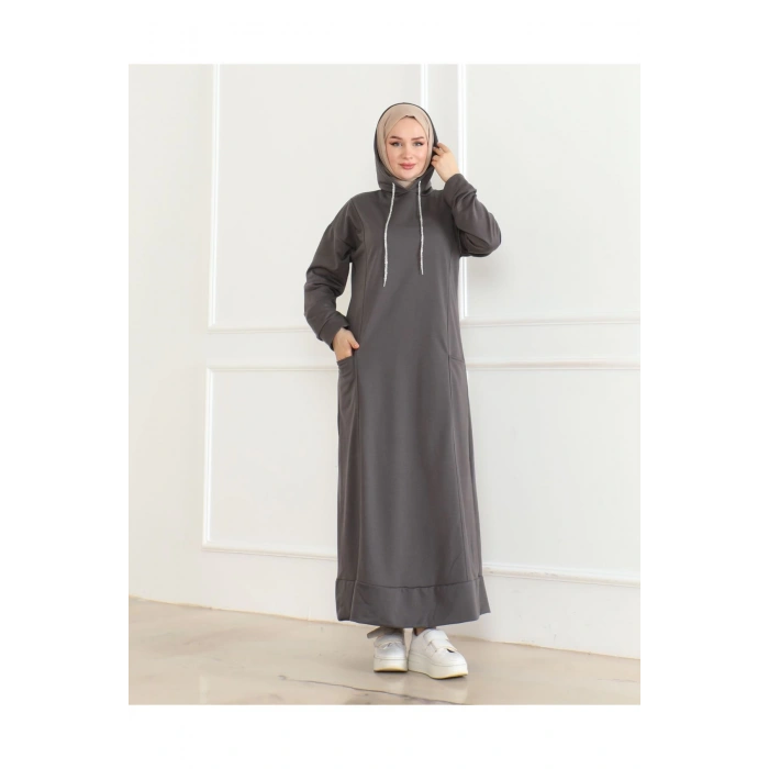 İki İplik Kapüşonlu Elbise