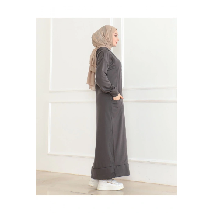 İki İplik Kapüşonlu Elbise