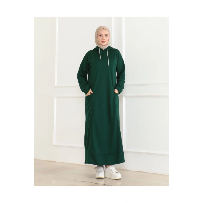 İki İplik Kapüşonlu Elbise