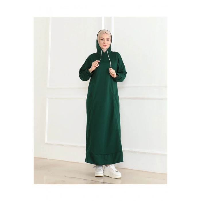 İki İplik Kapüşonlu Elbise