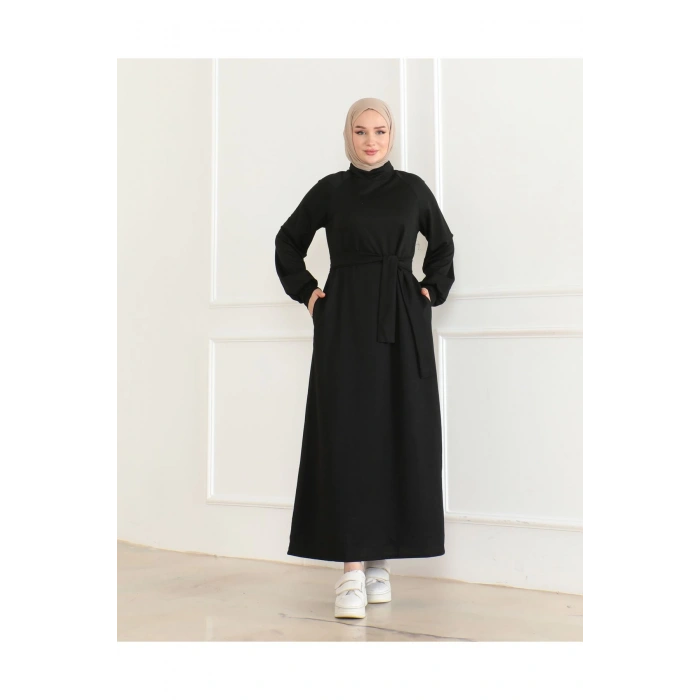 İki İplik Kemerli Balıkçı Yaka Elbise