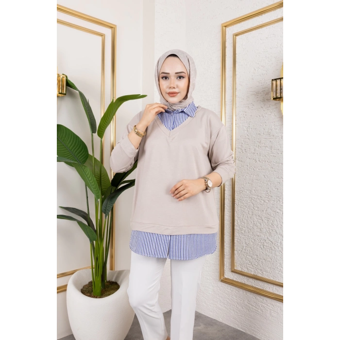 Kadın Gömlek Detaylı Modal Kumaş Tunik