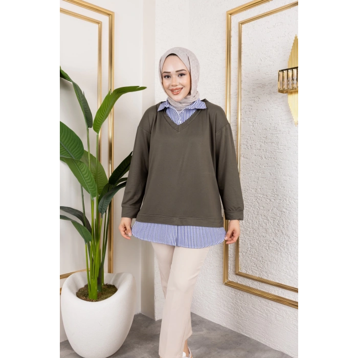 Kadın Gömlek Detaylı Modal Kumaş Tunik