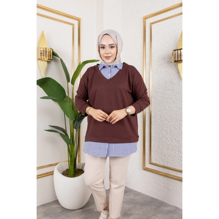 Kadın Gömlek Detaylı Modal Kumaş Tunik