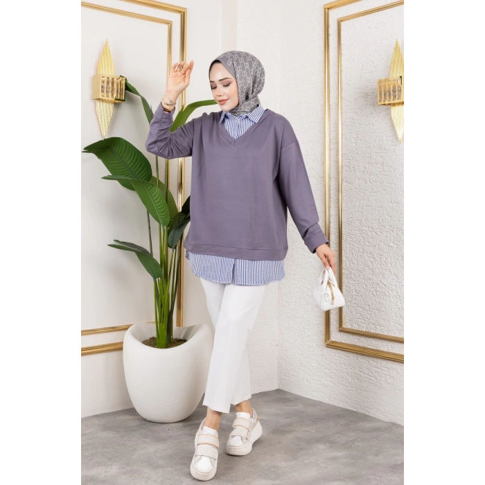 Kadın Gömlek Detaylı Modal Kumaş Tunik