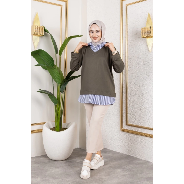 Kadın Gömlek Detaylı Modal Kumaş Tunik