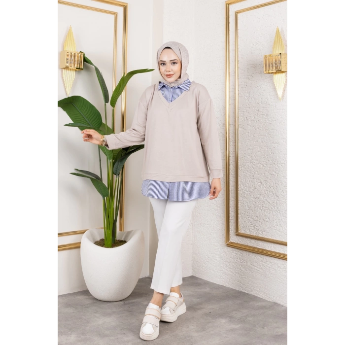 Kadın Gömlek Detaylı Modal Kumaş Tunik