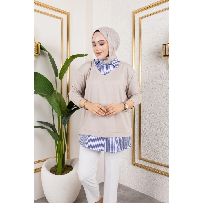 Kadın Gömlek Detaylı Modal Kumaş Tunik