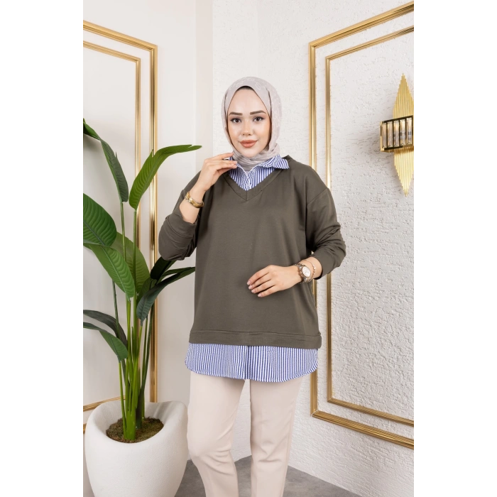 Kadın Gömlek Detaylı Modal Kumaş Tunik