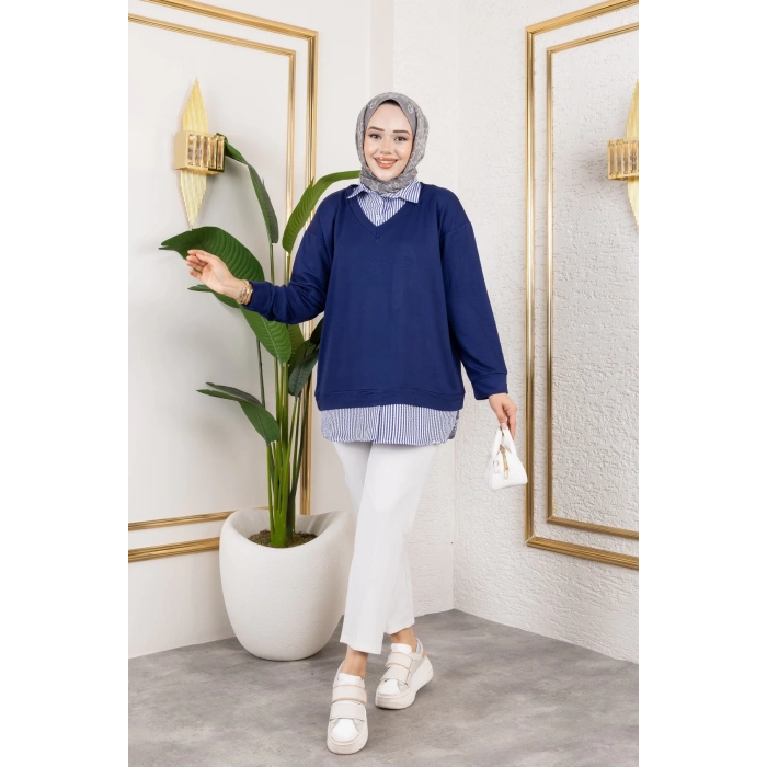 Kadın Gömlek Detaylı Modal Kumaş Tunik