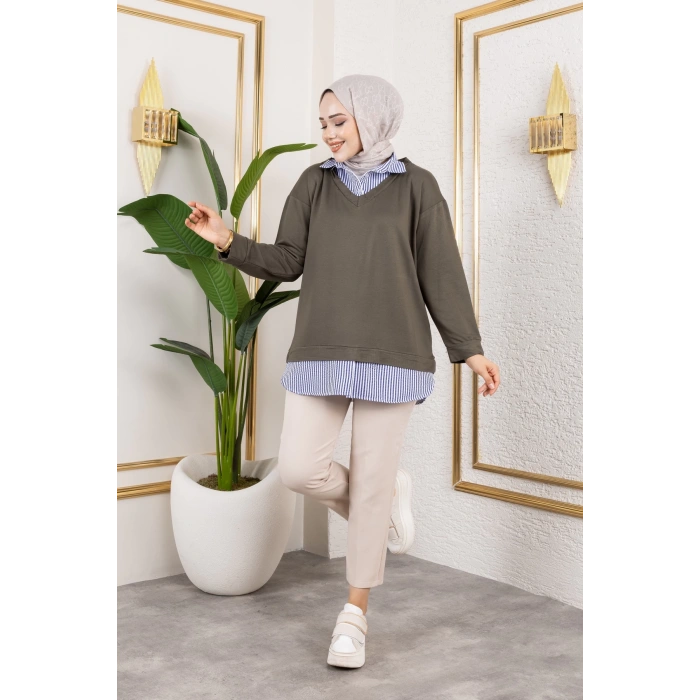 Kadın Gömlek Detaylı Modal Kumaş Tunik