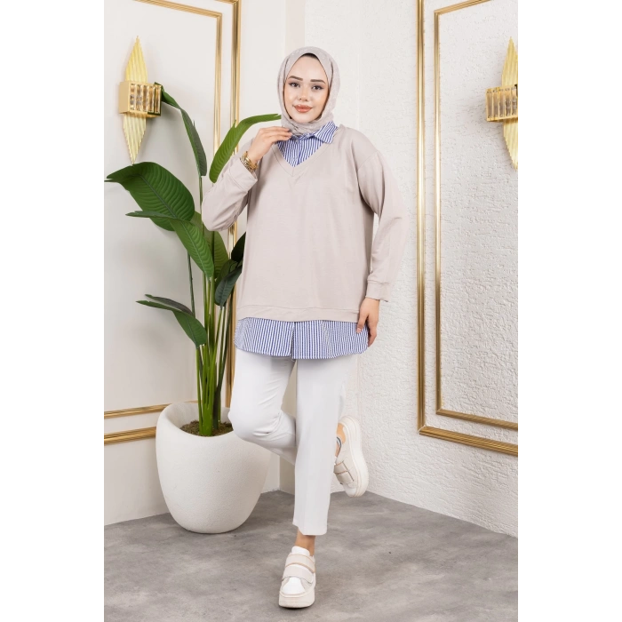 Kadın Gömlek Detaylı Modal Kumaş Tunik