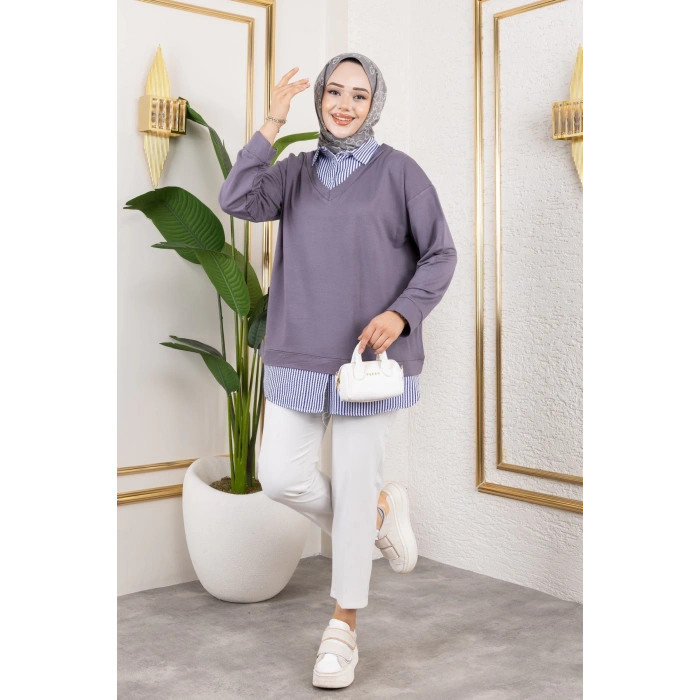 Kadın Gömlek Detaylı Modal Kumaş Tunik