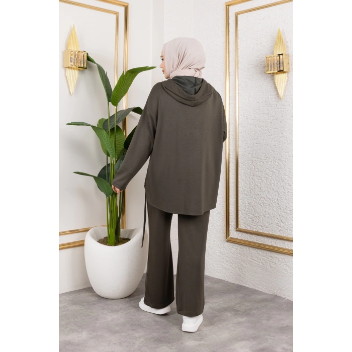 Modal Kumaş Haki Oversize İkili Takım