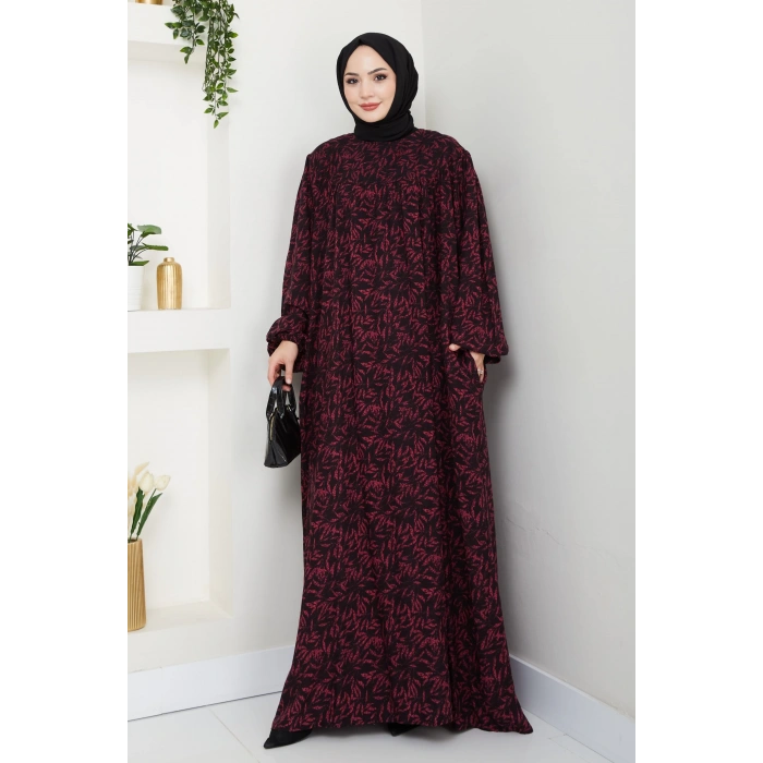 Şık ve Rahat Robalı Büyük Beden Viskon Anne Elbisesi Gül