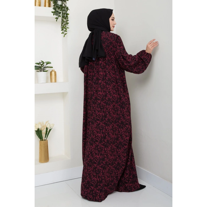 Şık ve Rahat Robalı Büyük Beden Viskon Anne Elbisesi Gül