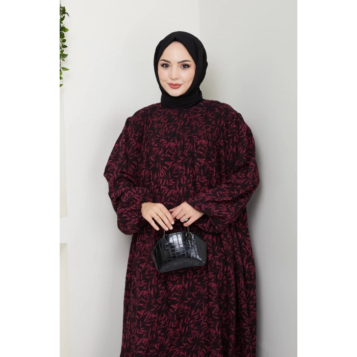 Şık ve Rahat Robalı Büyük Beden Viskon Anne Elbisesi Gül