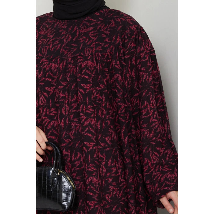 Şık ve Rahat Robalı Büyük Beden Viskon Anne Elbisesi Gül