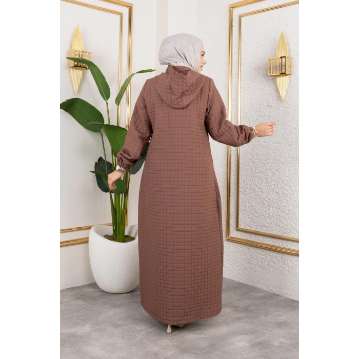 Yeni Sezon Kapüşonlu Kapitone Kahve Kap