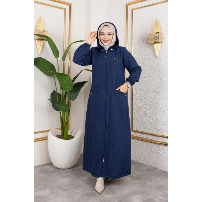 Yeni Sezon Kapüşonlu Kapitone Lacivert Kap