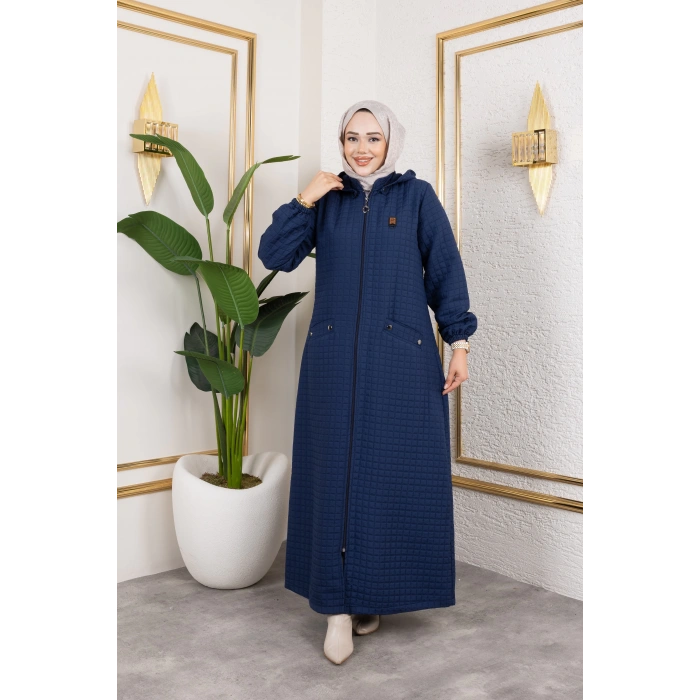 Yeni Sezon Kapüşonlu Kapitone Lacivert Kap