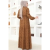 Çıtır Desen Düğmeli Elbise