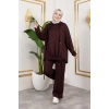 Modal Kumaş Kahverengi Oversize İkili Takım