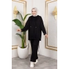 Modal Kumaş Siyah Oversize İkili Takım