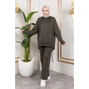 Modal Kumaş Haki Oversize İkili Takım