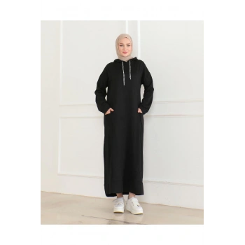 İki İplik Kapüşonlu Elbise