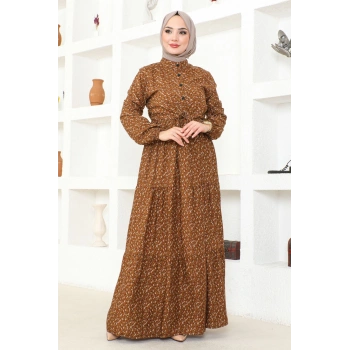 Çıtır Desen Düğmeli Elbise