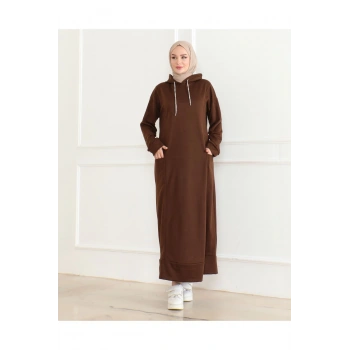 İki İplik Kapüşonlu Elbise