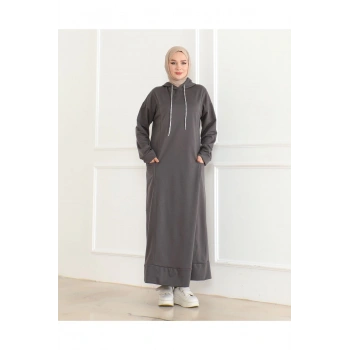 İki İplik Kapüşonlu Elbise