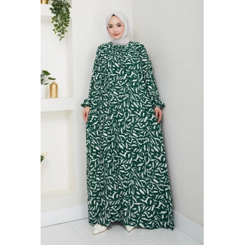 Önü Lastikli Büyük Beden Viskon Anne Elbisesi