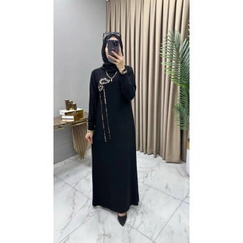 Sandy Leopar Taşlı Abiye Elbise